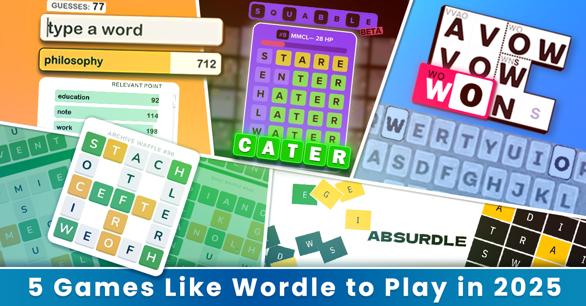 The image features 5 Games Like Wordle to play