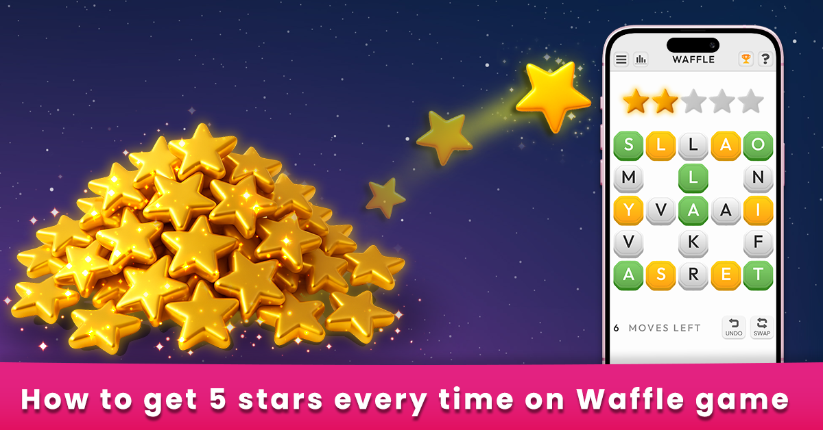 Image showing a pile of stars collected by playing waffle word game