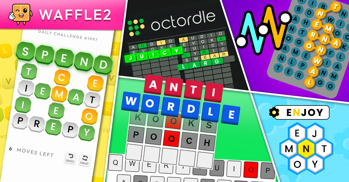 Image representing waffle2, strands, octordle, antiwordle, and blossom games